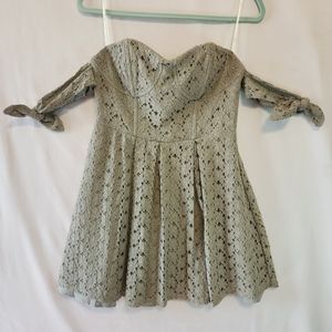 Sage Green Floral Crochet Lace Aline Bustier Dress